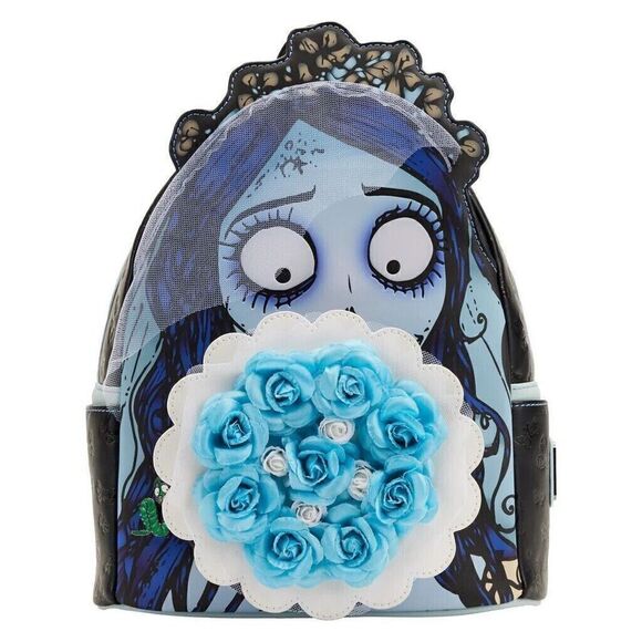 Loungefly Corpse Bride Emily Blue Flower Bouquet Cosplay Mini Backpack Bag Purse - Picture 1 of 4